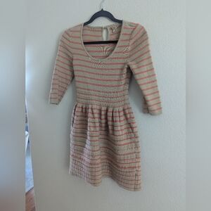 Striped Dress - Red and Tan